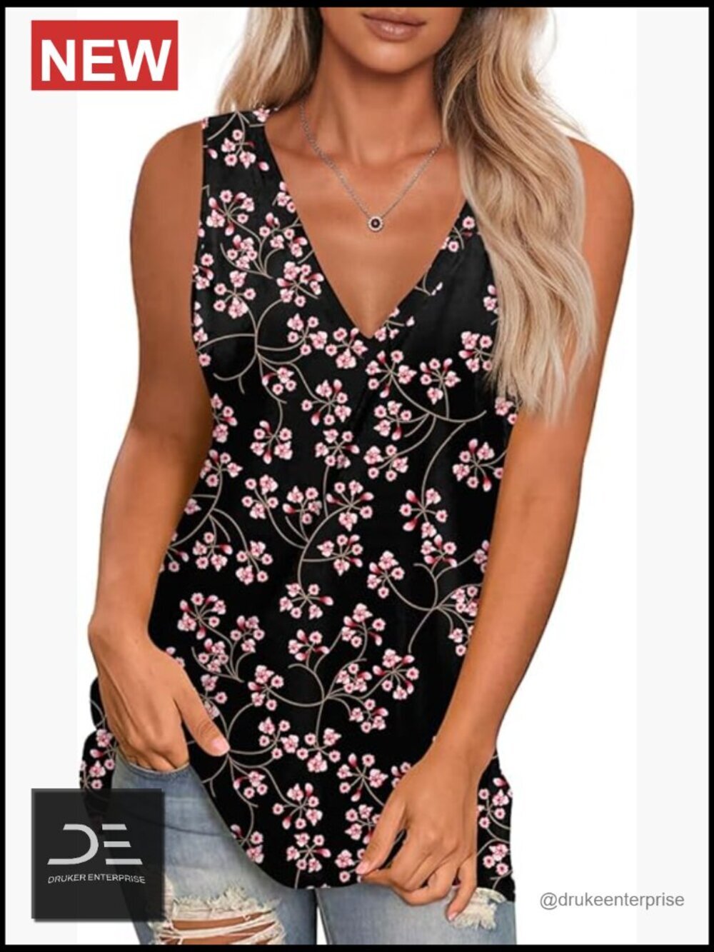 Sleeveless V-Neck Rayon Spandex Tank Top S-3XL Loose Fit
